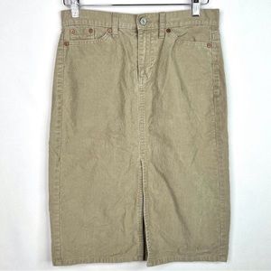 GAP Tan Cotton Corduroy Midi Skirt